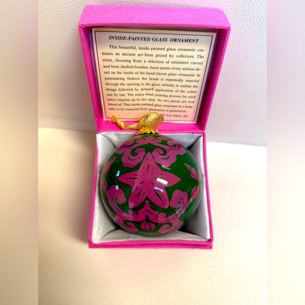 Lilly Pulitzer Hand Painted Ornament Pink Green NIB Where’s The Reef